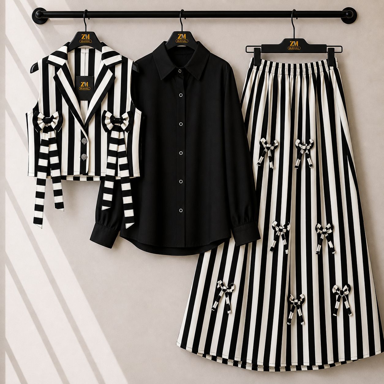 Elegant Striped Skirt Co-Ord Set Women