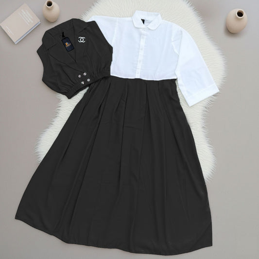 Elegant Two-Piece Shirt & Flared Skirt Set for Women – Modest Daily Wear