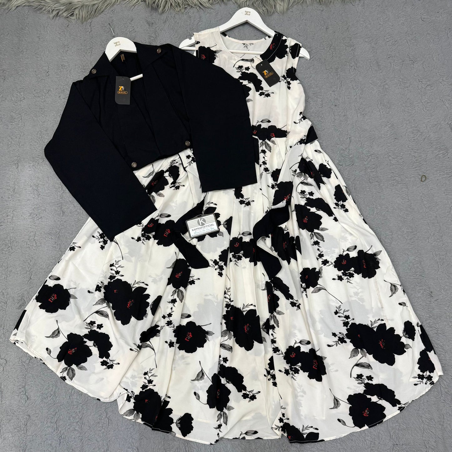 Floral Maxi Dress with Matching Crop Jacket – Elegant Two Piece Women Outfit