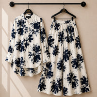 Cream Navy Floral