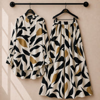 Cream Black Leaf