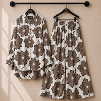 Cream Brown Floral