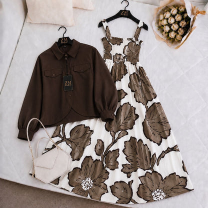 Mahal Bloom Jacket Maxi Set