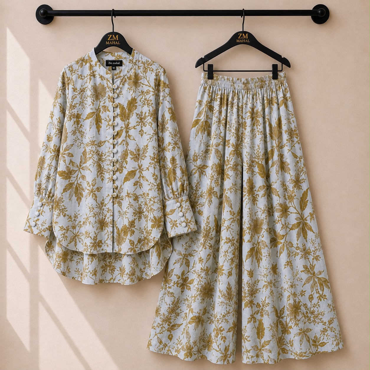 Floral Bloom Shirt and Palazzo Co-Ord Set in Print-03 | SphereOutfit