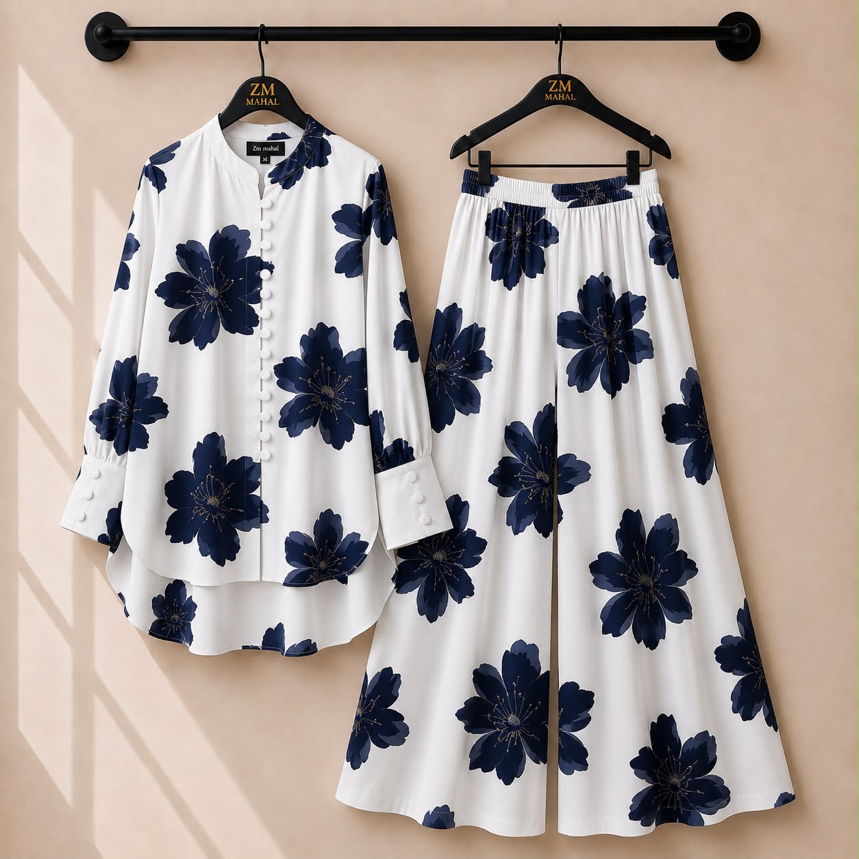 Floral Bloom Shirt and Palazzo Co-Ord Set in Print-04 | SphereOutfit