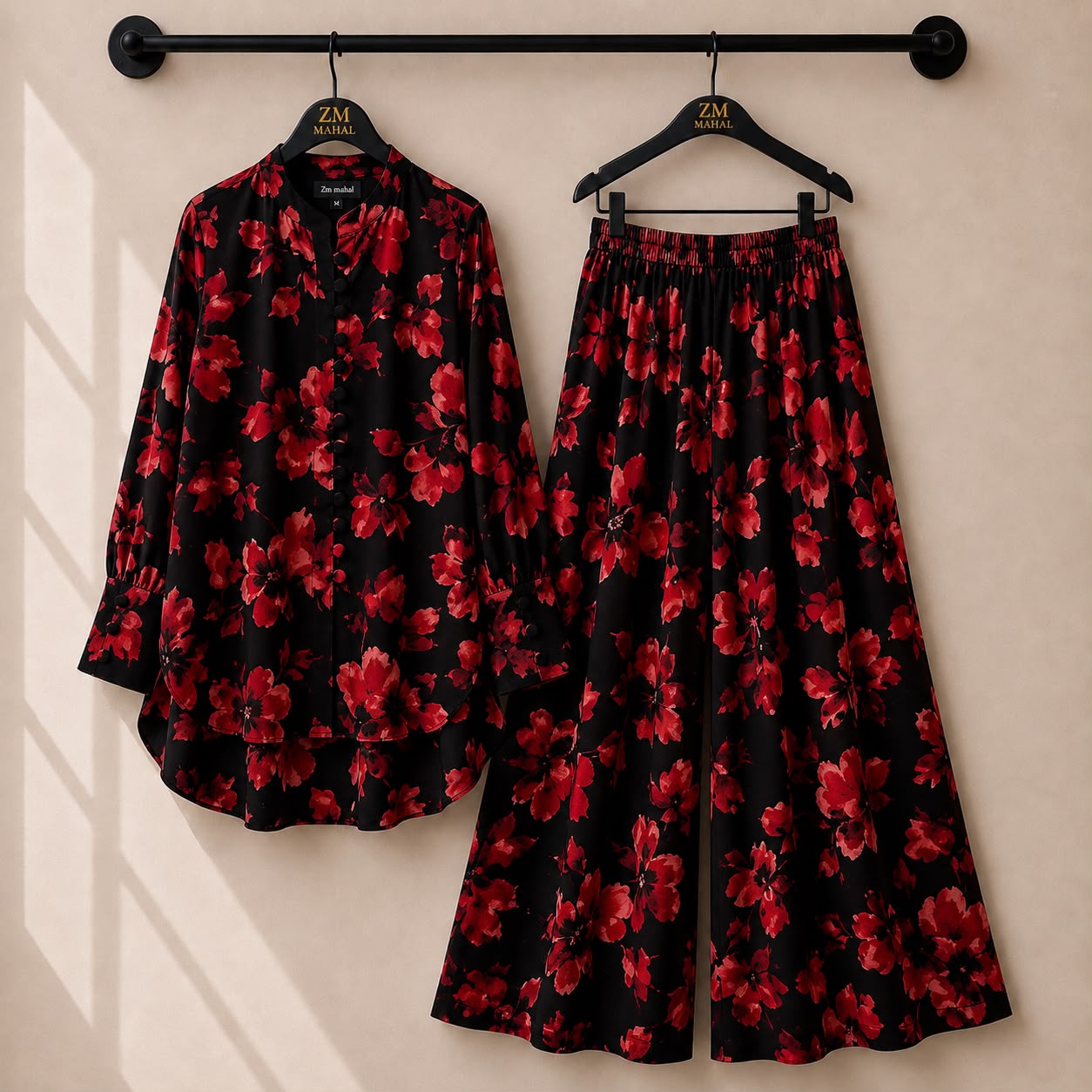 Floral Bloom Shirt and Palazzo Co-Ord Set in Print-04 | SphereOutfit