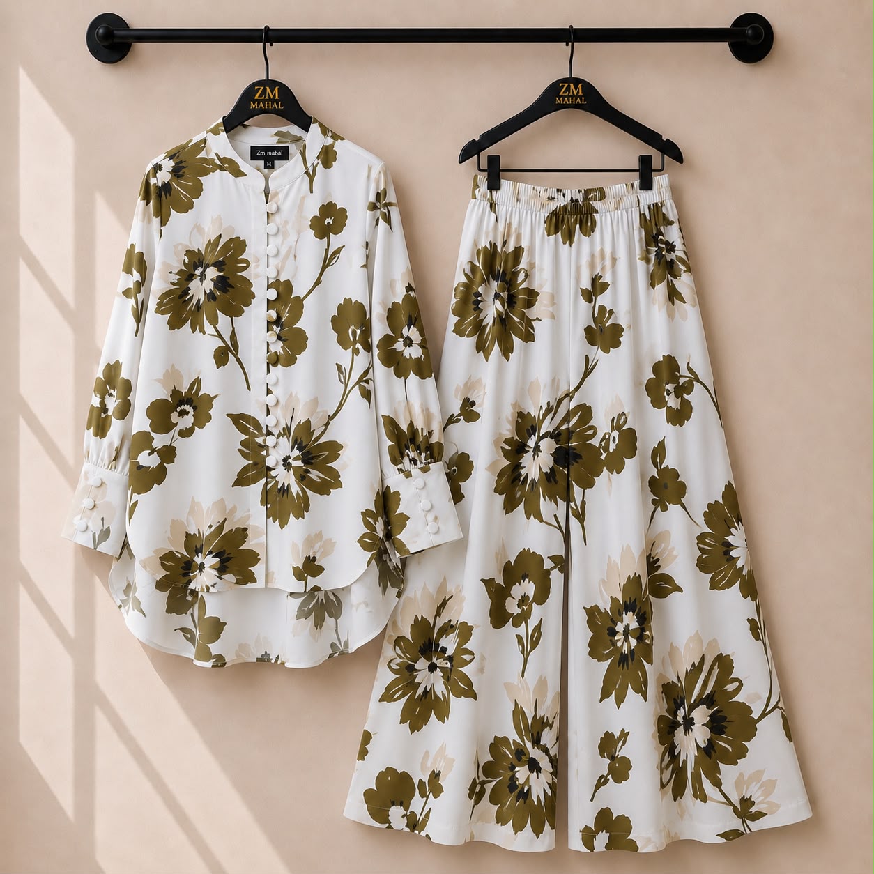 Floral Bloom Shirt and Palazzo Co-Ord Set in Print-04 | SphereOutfit