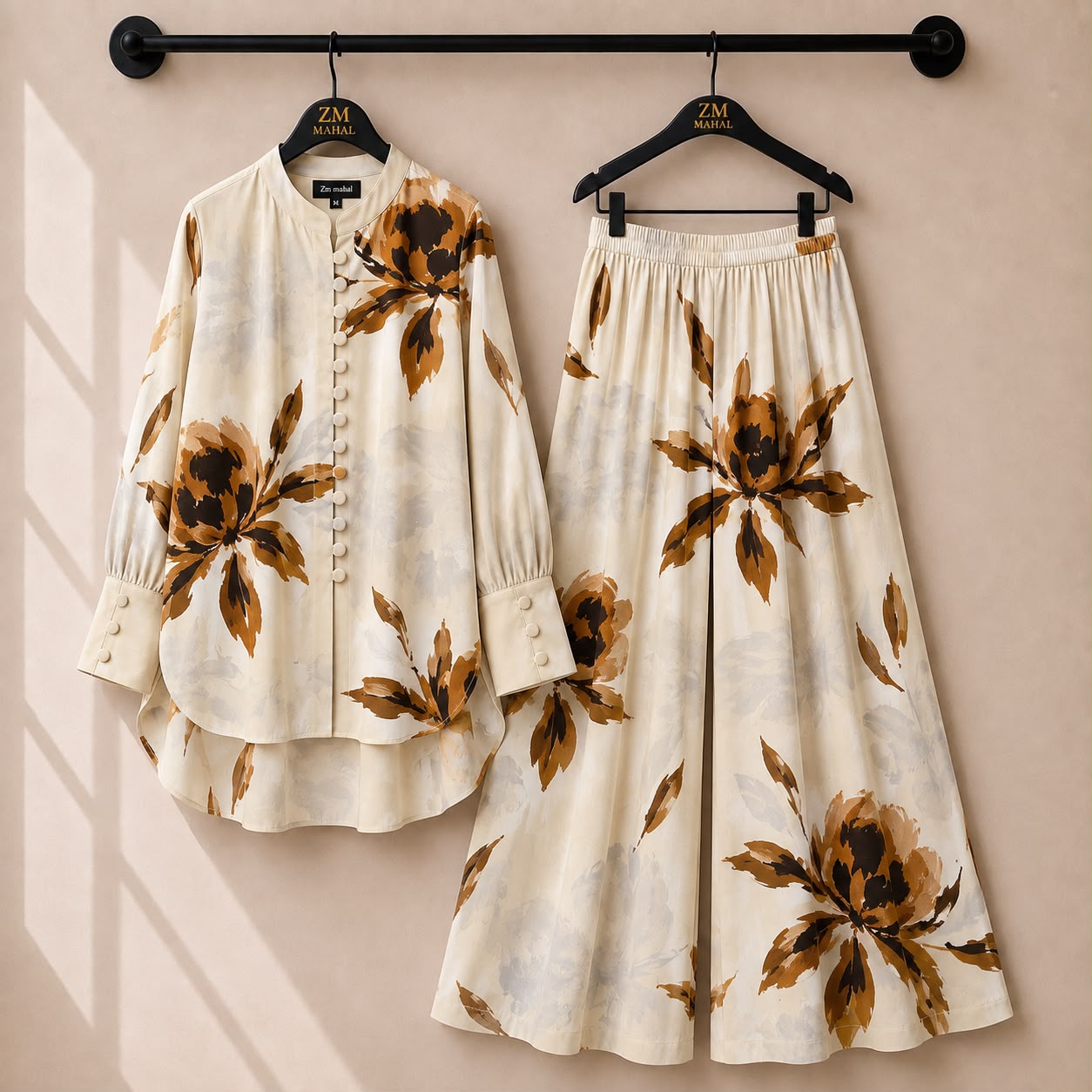 Floral Bloom Shirt and Palazzo Co-Ord Set in Print-05 | SphereOutfit
