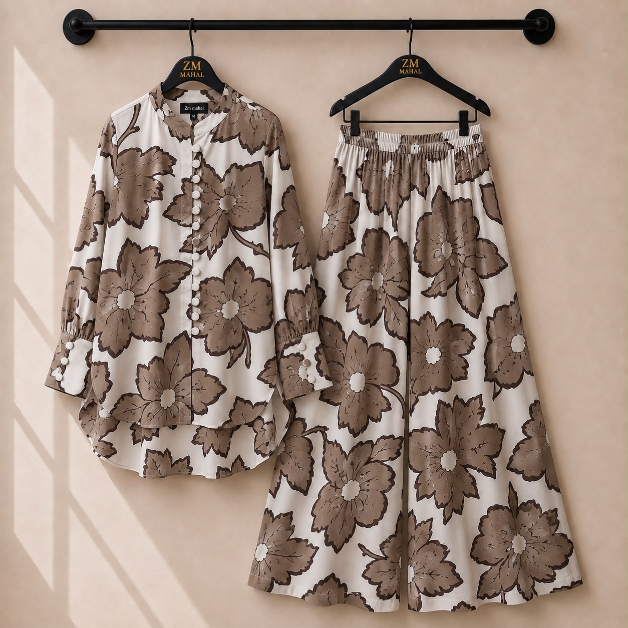 Floral Bloom Shirt and Palazzo Co-Ord Set in Print-05 | SphereOutfit