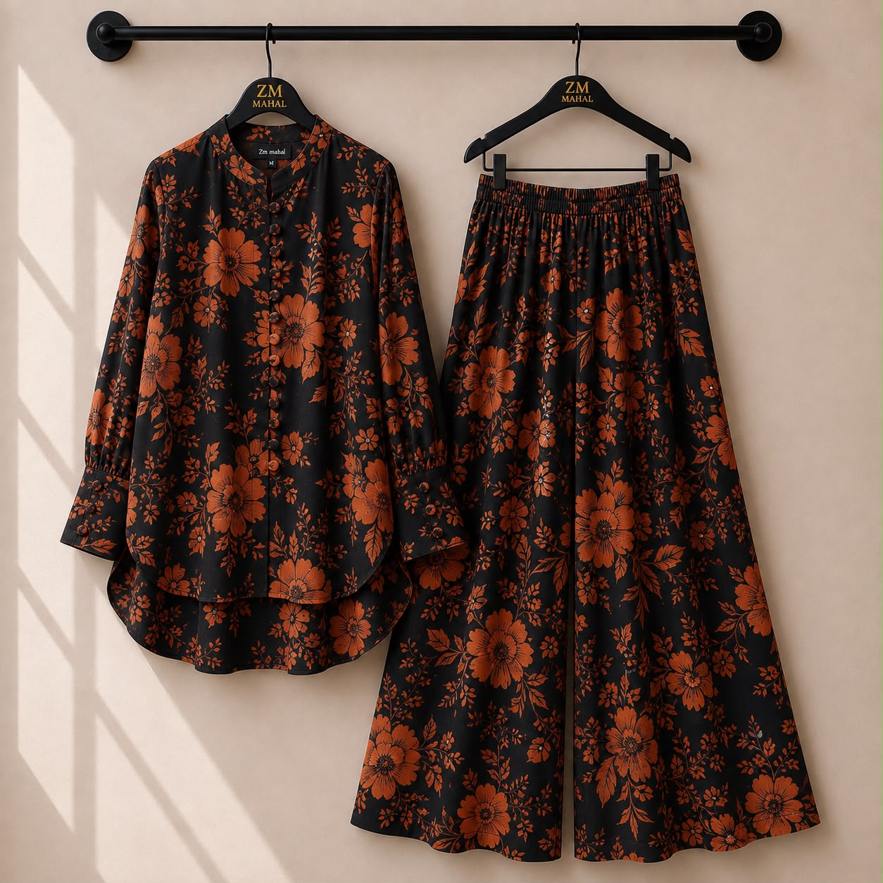 Floral Bloom Shirt and Palazzo Co-Ord Set in Print-06 | SphereOutfit