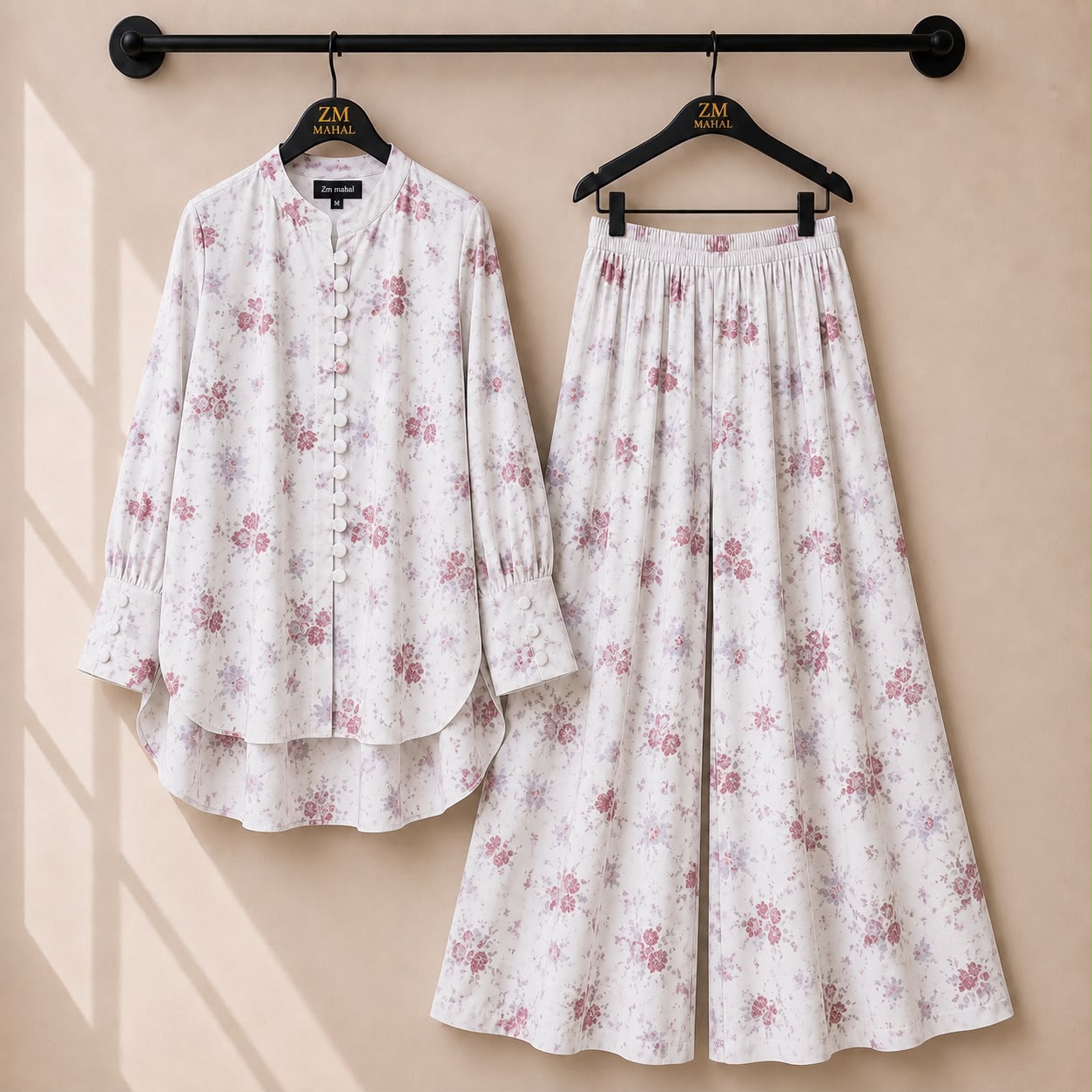 Floral Bloom Shirt and Palazzo Co-Ord Set in Print-06 | SphereOutfit