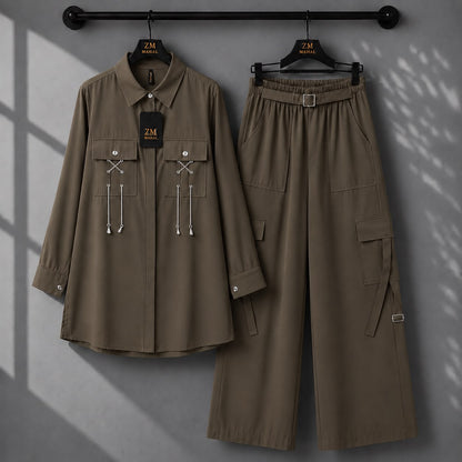 Rivaa Cargo 2-Piece Set – Mocha Brown