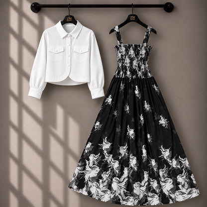 Mireya Turkish Smocked Maxi & Cropped Jacket Set | ZM-004