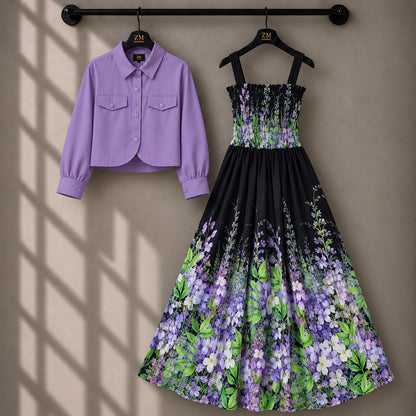 Mireya Turkish Smocked Maxi & Cropped Jacket Set | ZM-004