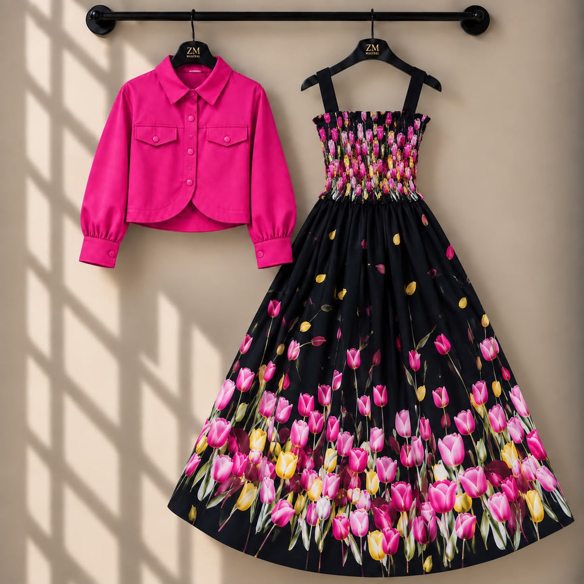 Mireya Turkish Smocked Maxi & Cropped Jacket Set | ZM-004