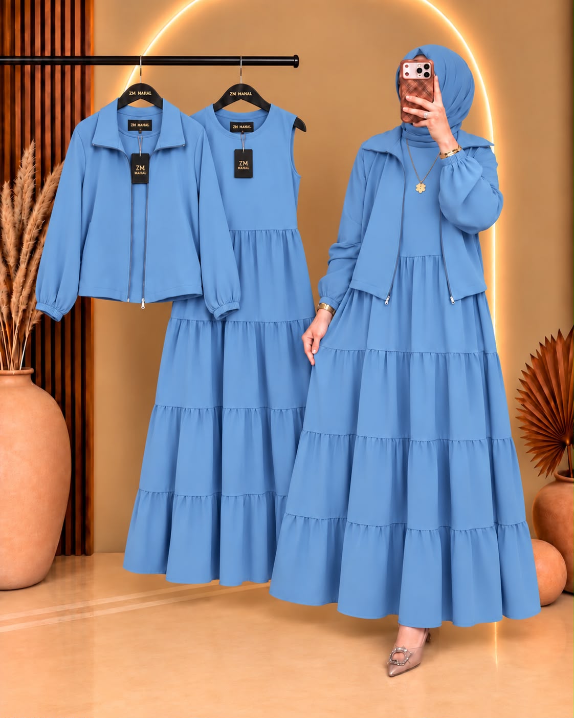 Elif Turkish Tiered Maxi & Jacket Set | ZM-036
