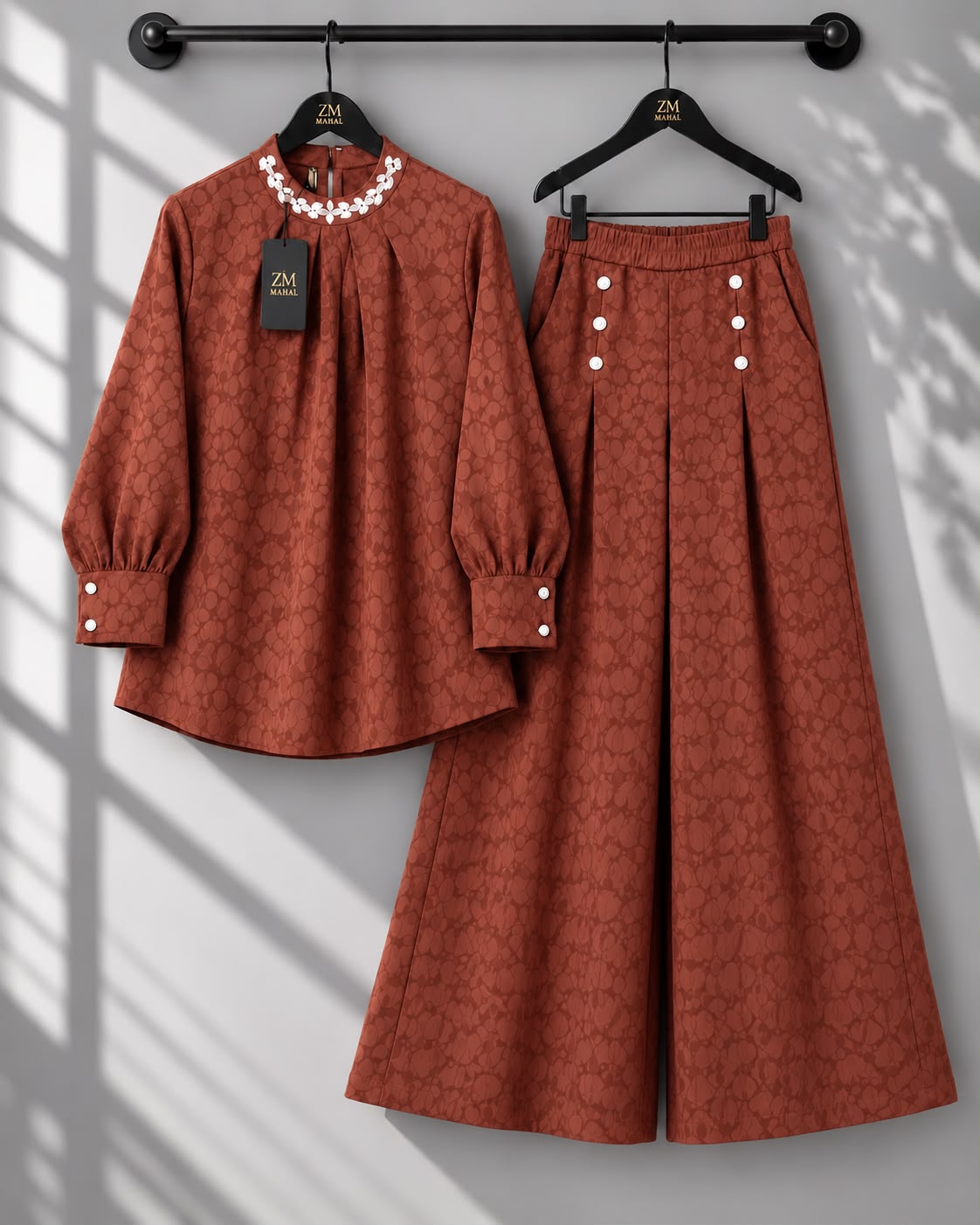 Zehra Luxe Floral Neckline Co-Ord Set ZM-039