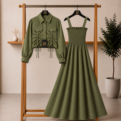 Turkish Ruched Jacket Maxi Set – Premium Edition