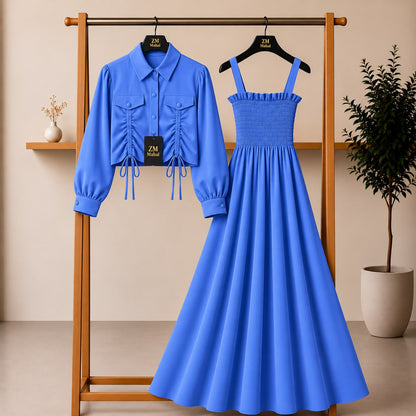 Turkish Ruched Jacket Maxi Set – Premium Edition