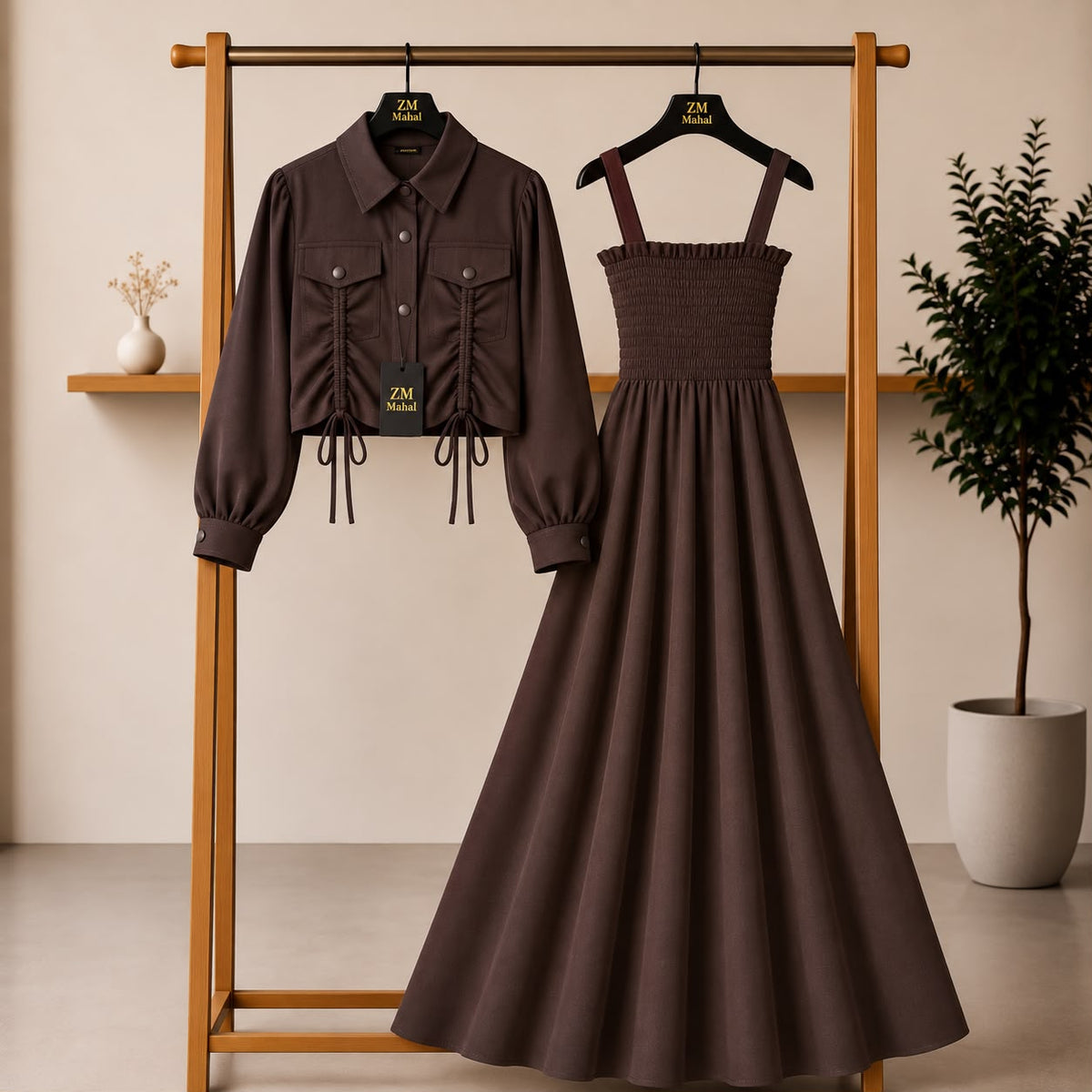 Turkish Ruched Jacket Maxi Set – Premium Edition