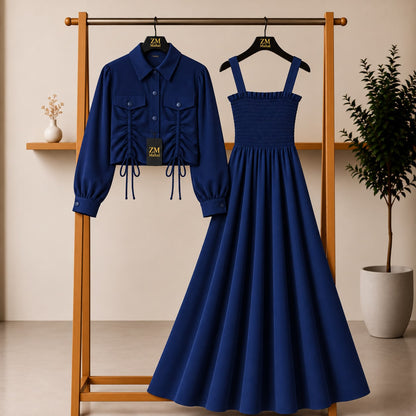 Turkish Ruched Jacket Maxi Set – Premium Edition