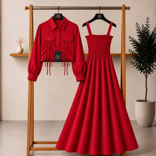 Turkish Ruched Jacket Maxi Set – Premium Edition