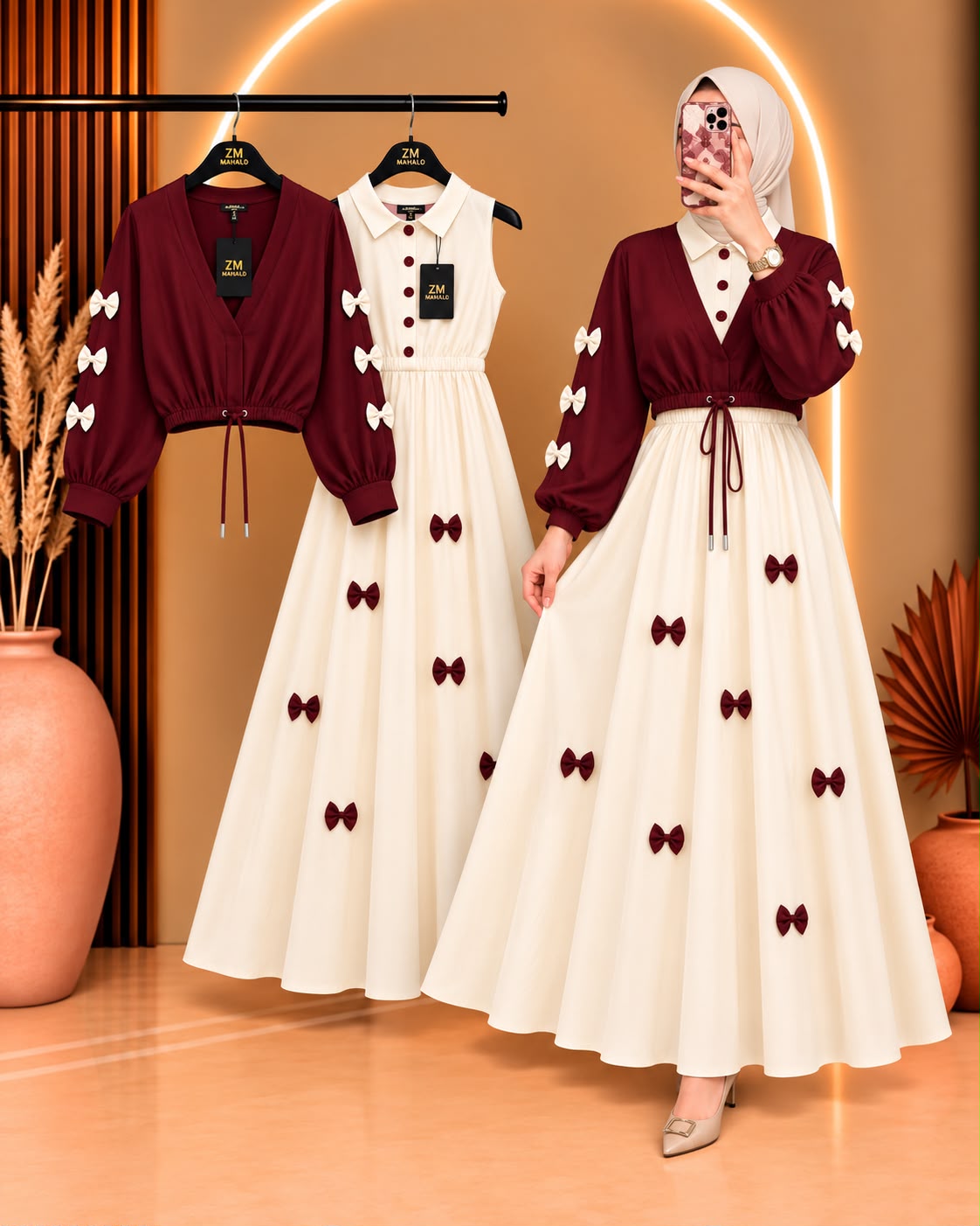 Wine Bow Classic Embellished Maxi