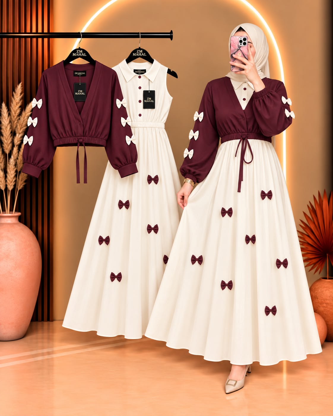 Wine Bow Classic Embellished Maxi
