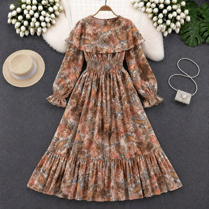 Bohemian Floral Ruffle Maxi Dress