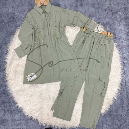Cargo Trouser Co-ord Set with Chain & Pocket | SP-15