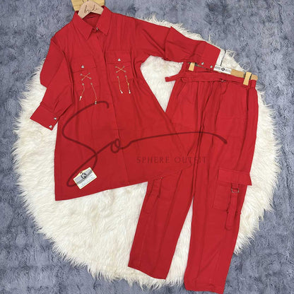 Cargo Trouser Co-ord Set with Chain & Pocket | SP-15