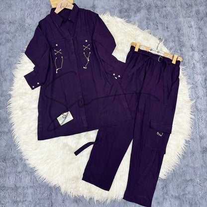 Cargo Trouser Co-ord Set with Chain & Pocket | SP-15