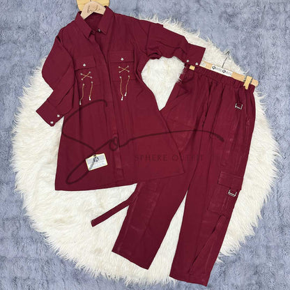 Cargo Trouser Co-ord Set with Chain & Pocket | SP-15