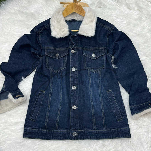 Fur-Collar Winter Denim Jacket