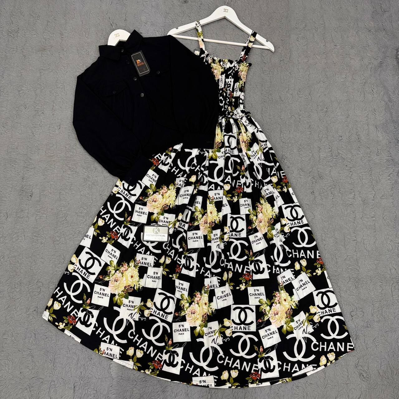 Women’s Floral Maxi Dress with Matching Crop Jacket