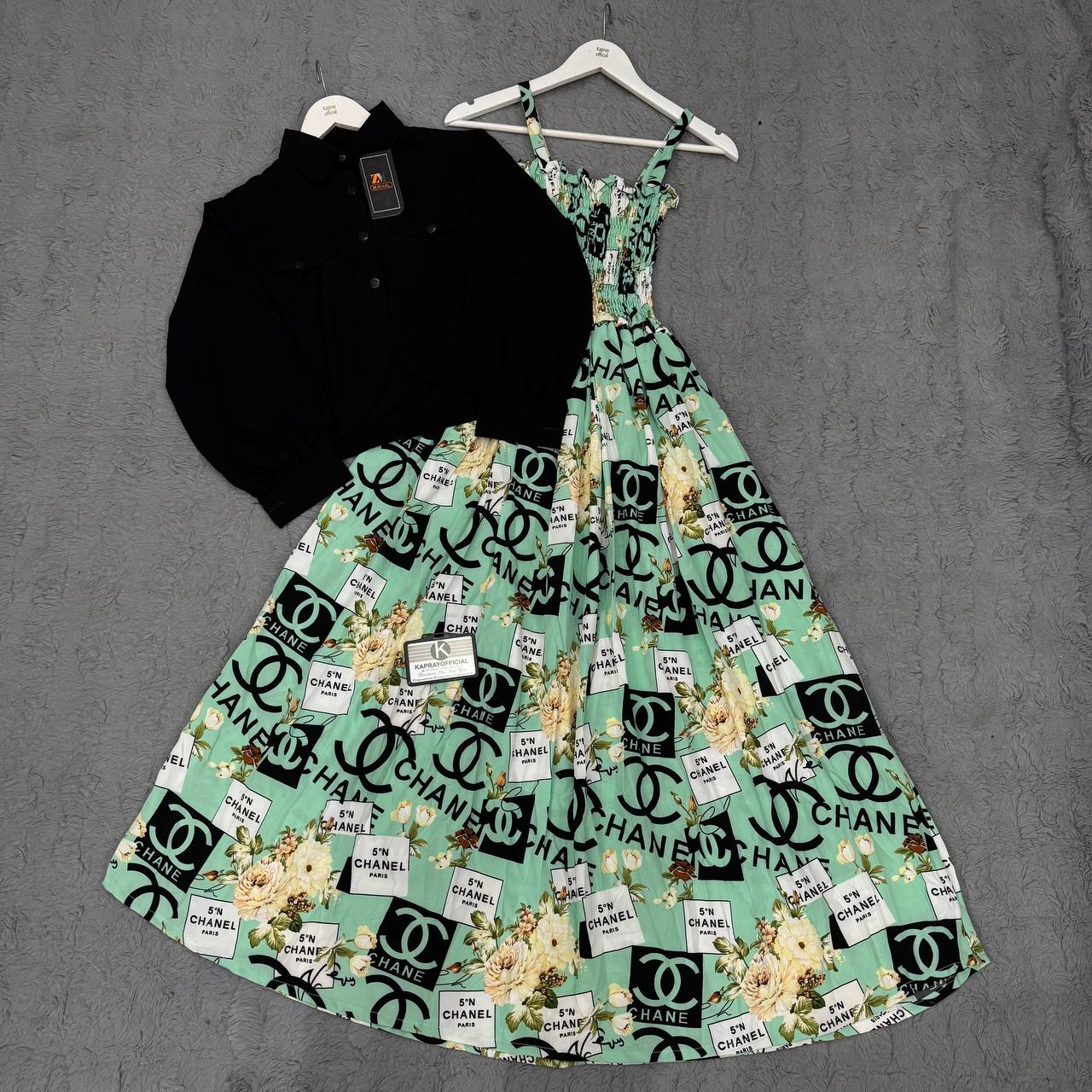 Women’s Floral Maxi Dress with Matching Crop Jacket