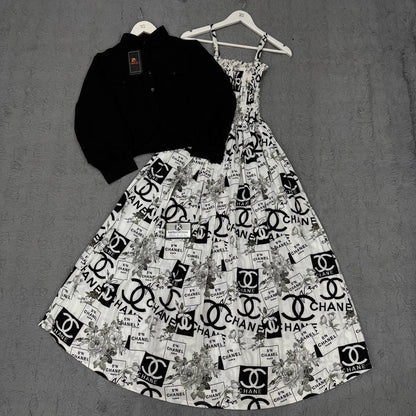 Women’s Floral Maxi Dress with Matching Crop Jacket