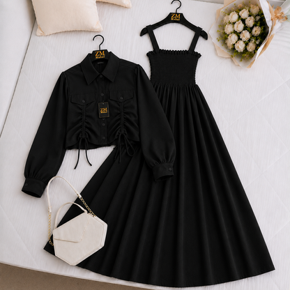 Turkish Ruched Jacket Maxi Set
