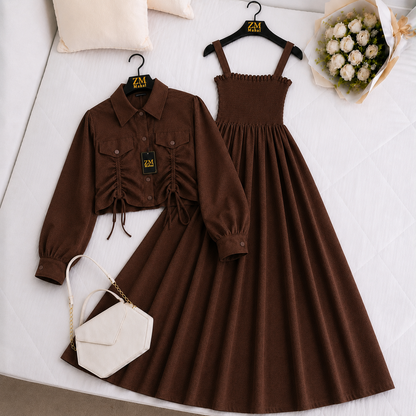 Turkish Ruched Jacket Maxi Set