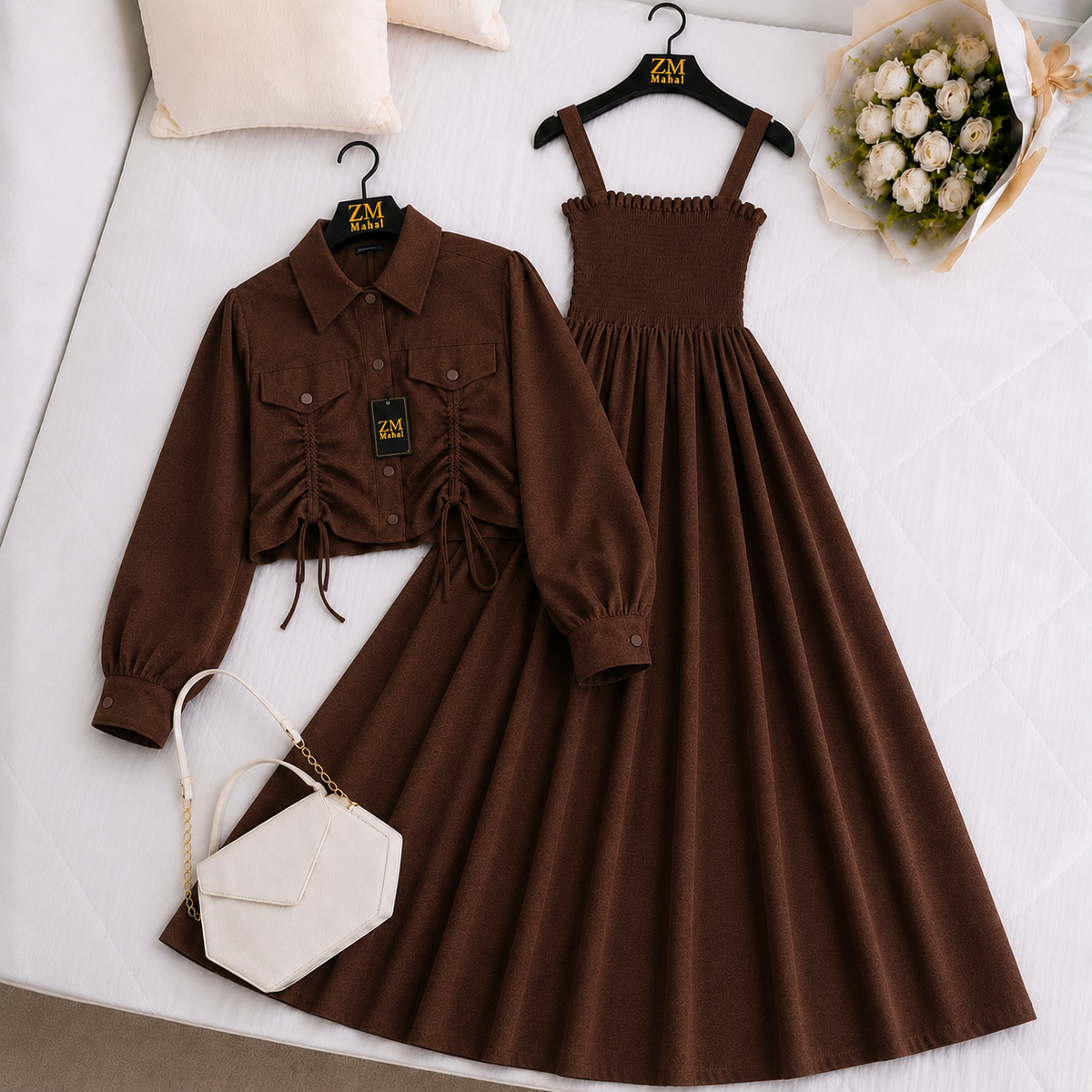 Turkish Ruched Jacket Maxi Set | ZM-003
