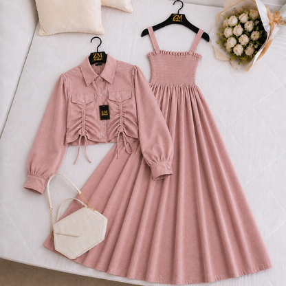 Turkish Ruched Jacket Maxi Set