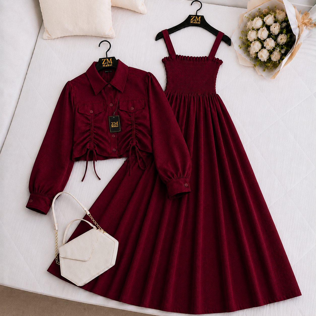 Turkish Ruched Jacket Maxi Set