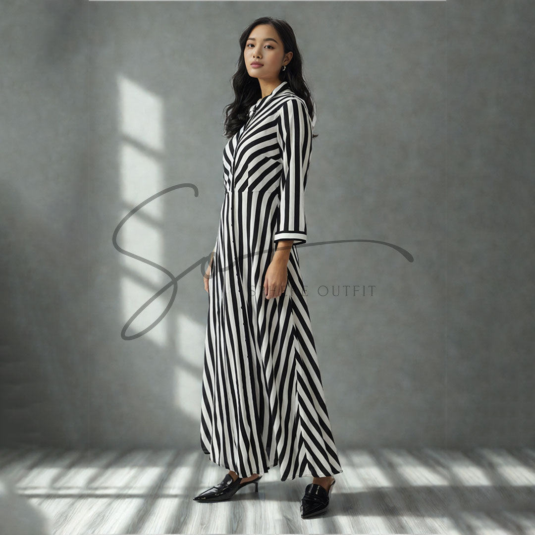 Zebra Button Maxi Dress